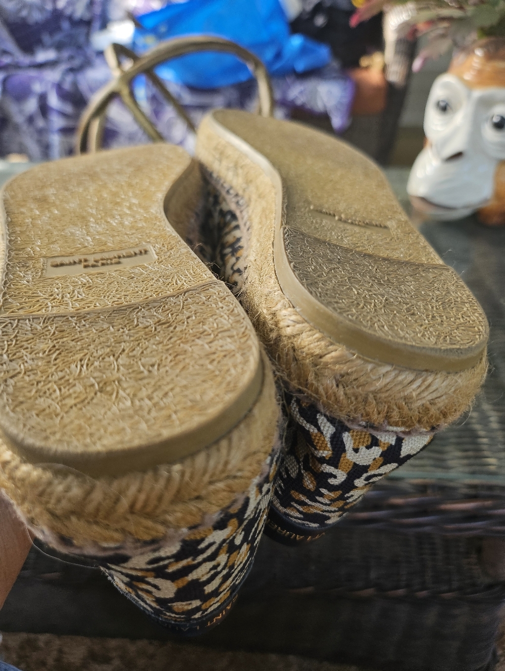 Saint Laurent Leopard Abstract Animal Print Canvas espadrilles Size 39 Italy - Picture 10 of 13